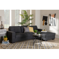 Baxton Studio J099C-Dark Grey-RFC Langley Modern and Contemporary Dark Grey Fabric Upholstered Sectional Sofa with Right Facing Chaise